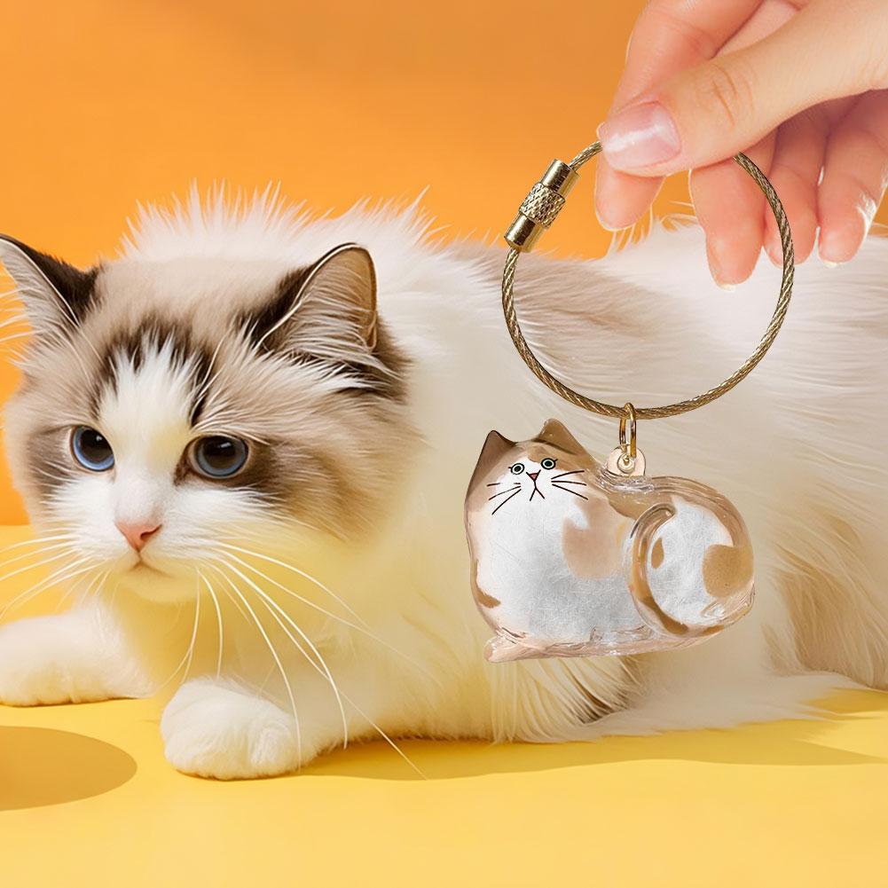 1-10Pcs Cat Keychain Pendant Cat Hair Storage Box Backpack Ginger Cat Siamese Hanging Pet Hair Grooming Souvenirs Birthday Gifts