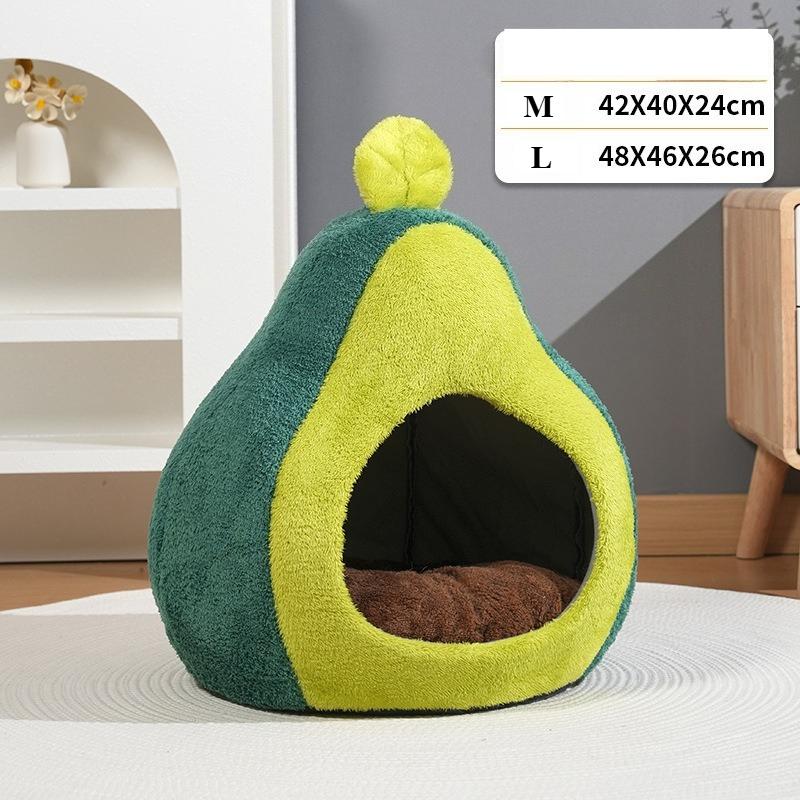 

Funny Avocado Pet Cat Bed Deep Sleep Winter Dog House for Small Dogs Closed Cat Nest Pet Supplies M-42x40cm авокадо