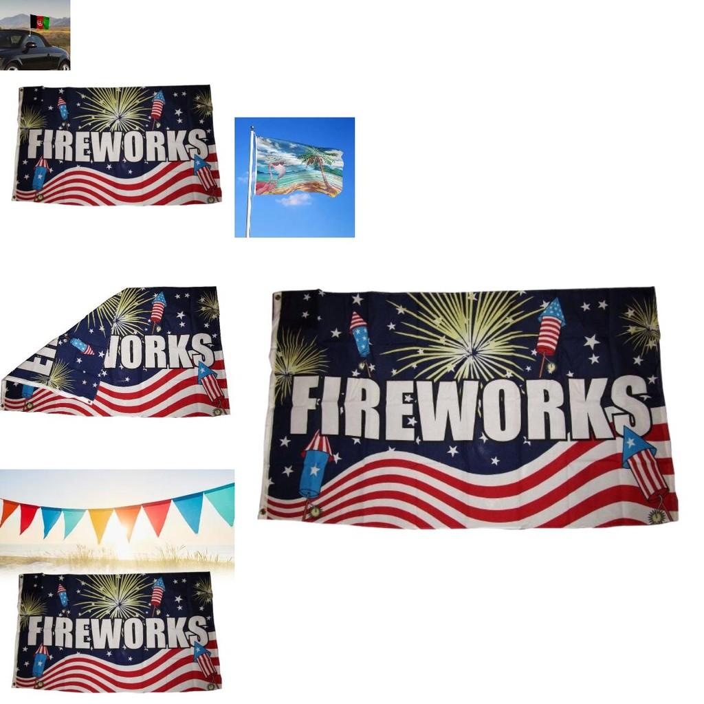 Fireworks Letter Pattern Polyester Patriotic Flag For Outdoor Events And Holidays
