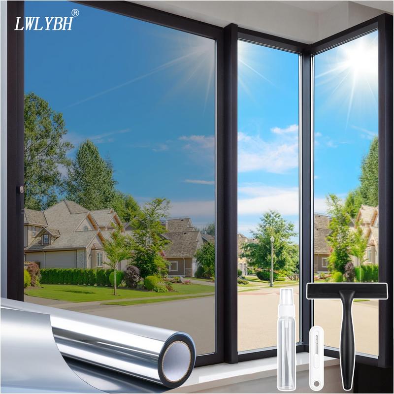 Vinyl Glass Window Privacy Film Anti Look Mirror Tint Foil One Way Sun Blocking Stickers UV Covering Static Cling Window Film