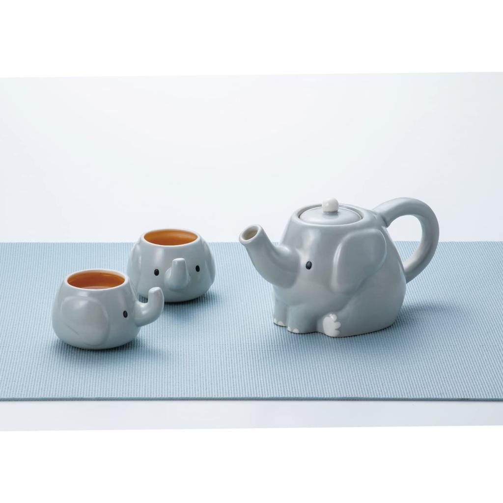 Cute Tableware and Tea Set Elephant Parent and Child Design SAN3751 Pot, Cup, (Approx. 600ml)