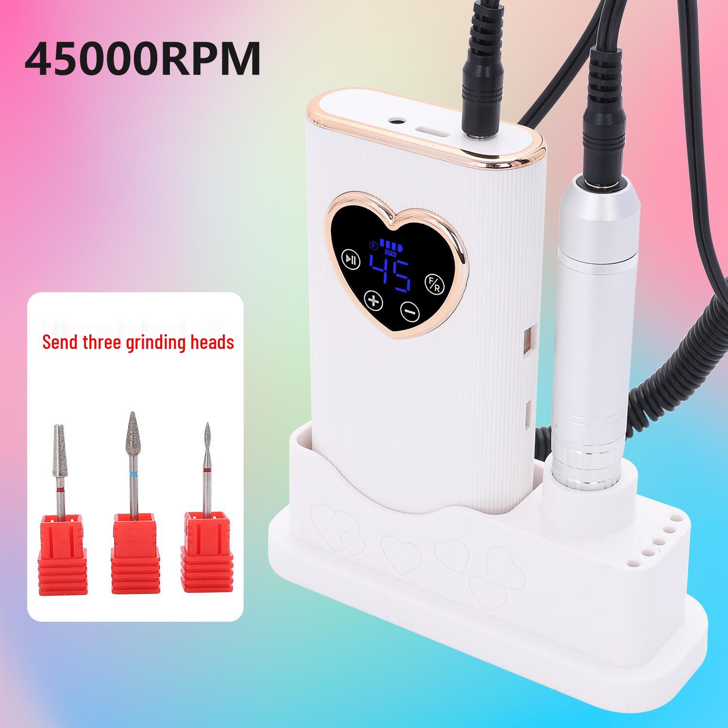 Rechargeable Professional Nail Grinder - 45,000 RPM Silent Tool for Grinding, Shaping, and Removal белый