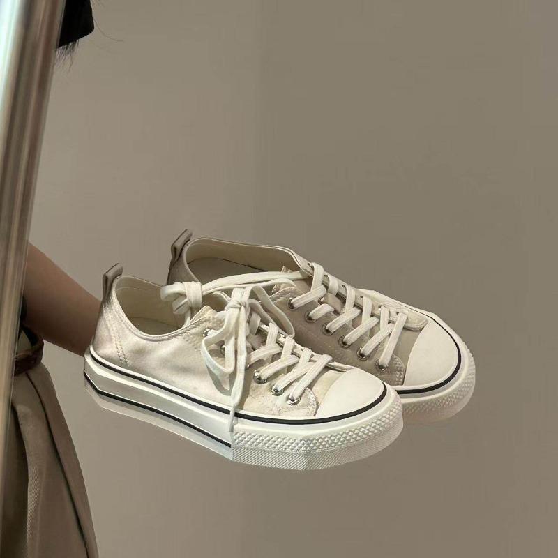 Mango head canvas shoes women's lace-up low-top breathable summer new Japanese platform white shoes board shoes women