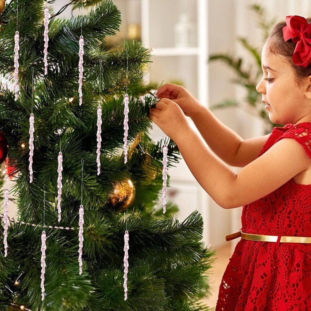 Transparent Christmas Snowflakes Clear Simulation Xmas Tree Ornaments Icicle Pendants  New Year