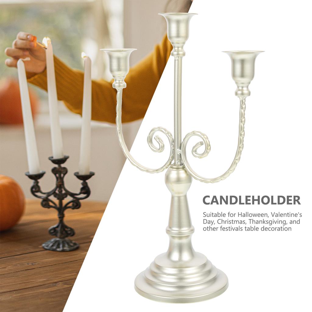 Vintage Iron 3-Arms Candelabrum Multi-Head Candlestick Decorative Metal Stand For Home Tabletop Party Decoration Household