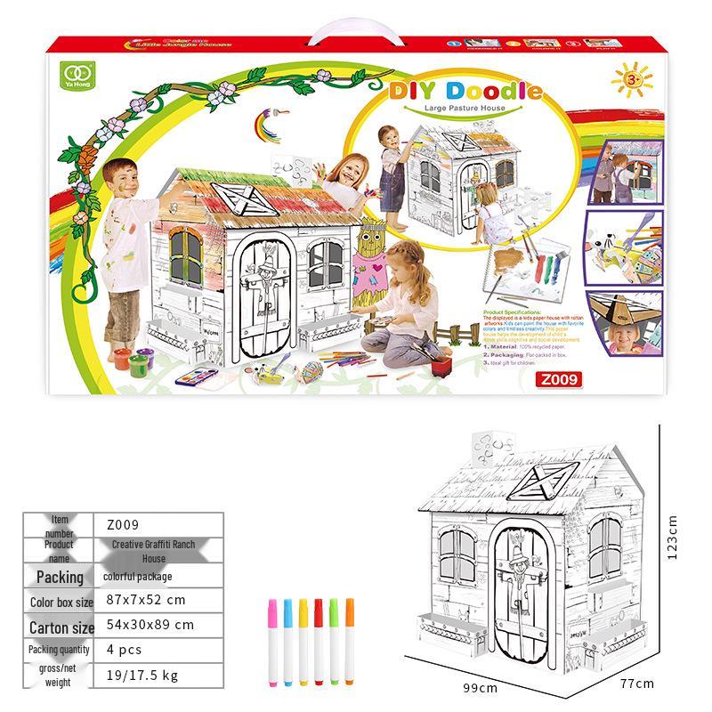 DIY Cardboard House Model: Early Education Puzzle & Painting Toy for Kids