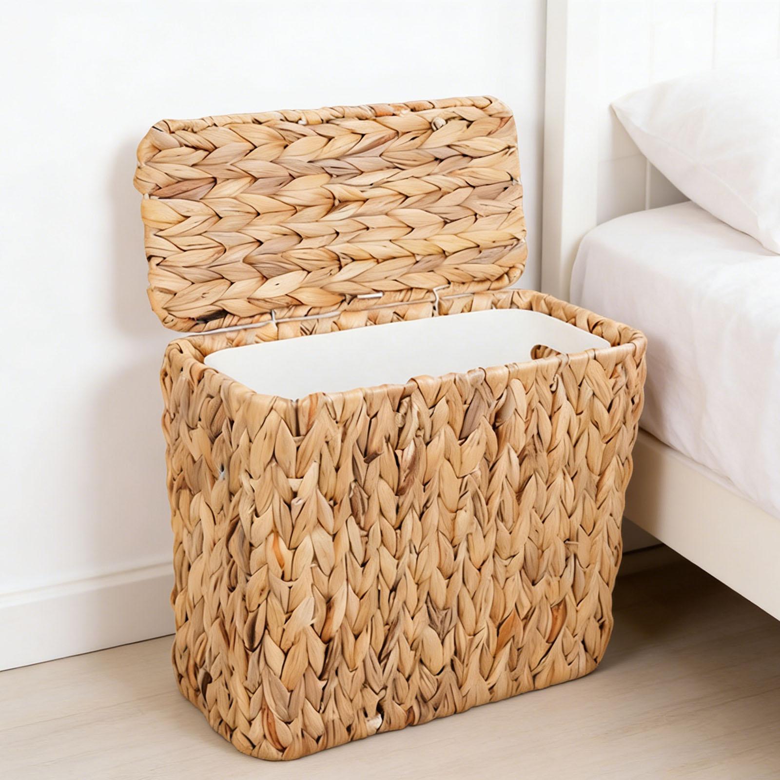 

2.5 Gallon Garbage Can with Lid & Removable Liner Wicker Waste Basket Natural Water Hyacinth for Bedroom Office Small Spaces China Mainland