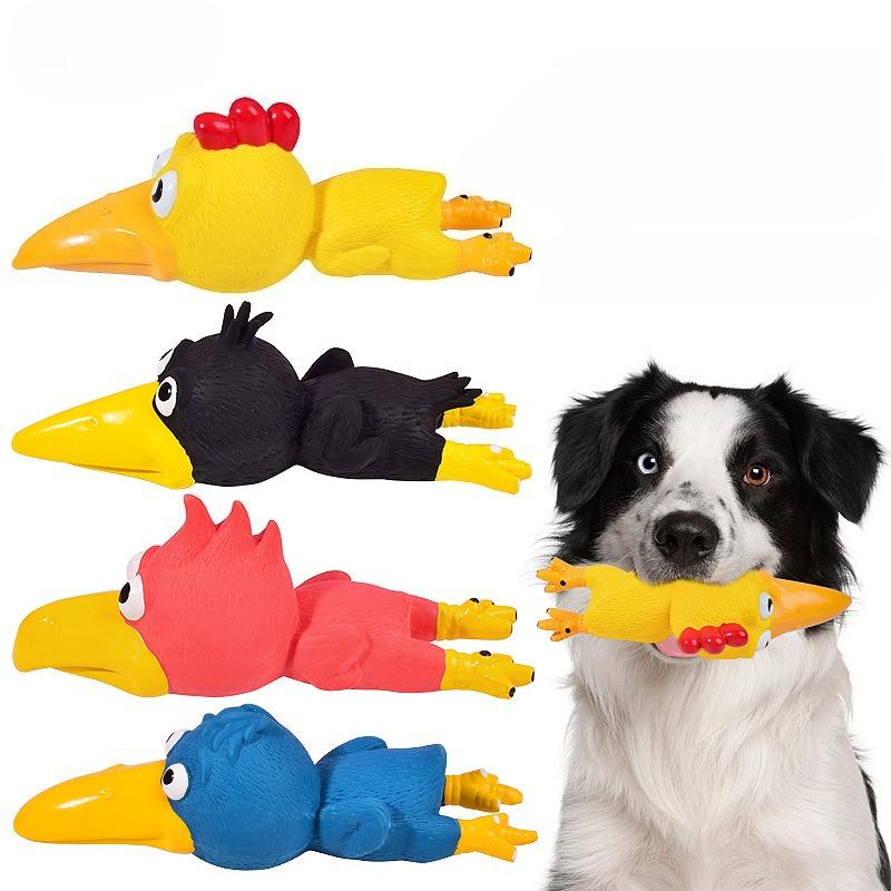 Pet Latex Toy Screaming chicken Dog Chew Toy Bite Resistant Squeaky for Puppies Small Dogs Teething Cleaning