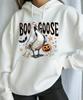 2025 Autumn/Winter Women's Halloween Print Hooded Sweatshirt, EU Size, Loose Fit, Long-Sleeve