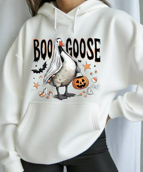 2025 Autumn/Winter Women's Halloween Print Hooded Sweatshirt, EU Size, Loose Fit, Long-Sleeve