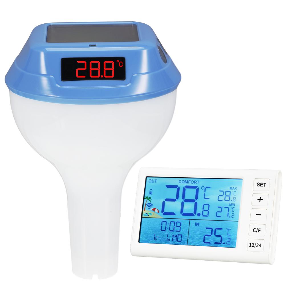 2025 New Wireless Floating Pool Thermometer Solar Pool Thermometer LED Digital Water Thermometer RGB Ambient Light