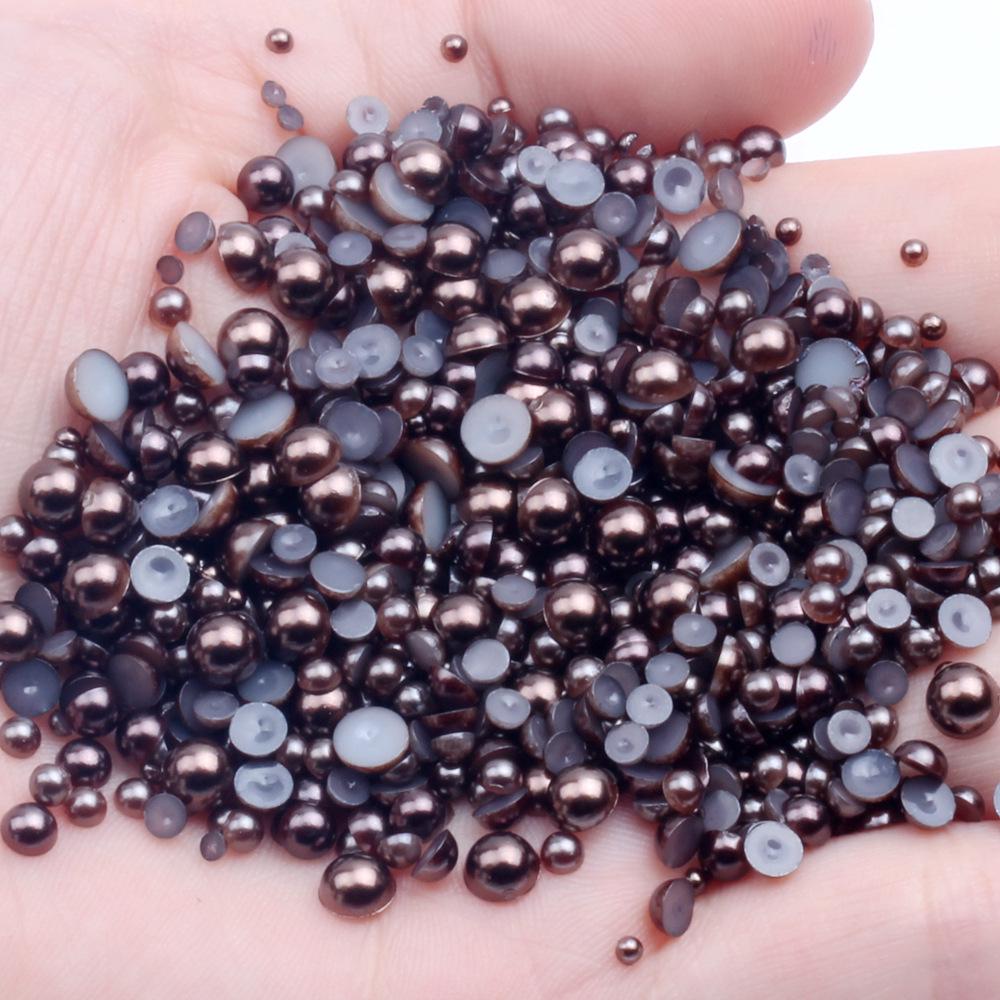 9mm Flat-back Half-round Pearl Beads - 100 Pcs for DIY Phone Case Decoration
