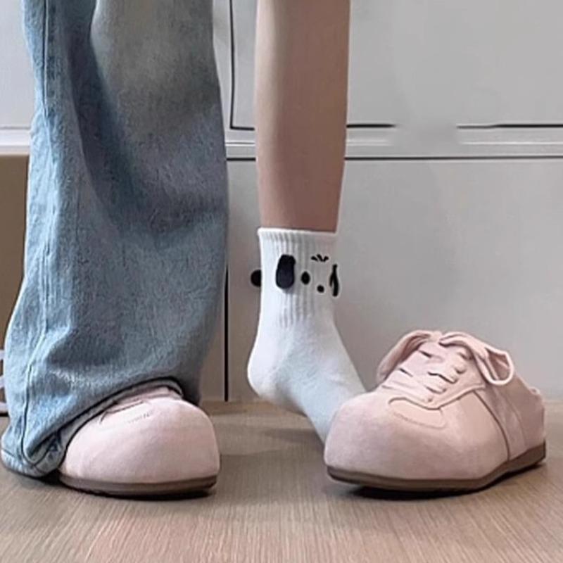 Ugly cute big head shoes increase the height of the inner bag head with one pedal, women's new spring lace-up bag head half slippers