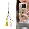 Beaded Phone Strap with Fruit Milkshake Charm for Bag and Card Decoration Lightweight Resin Alloy Keychain Accessory
