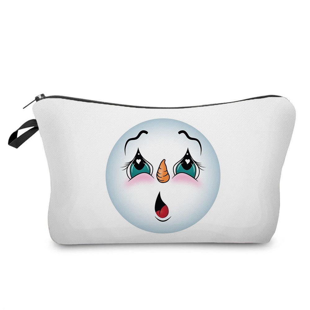 Women Snowman Print Cosmetic Bag Toiletries Organize Travel Storage Case 6766