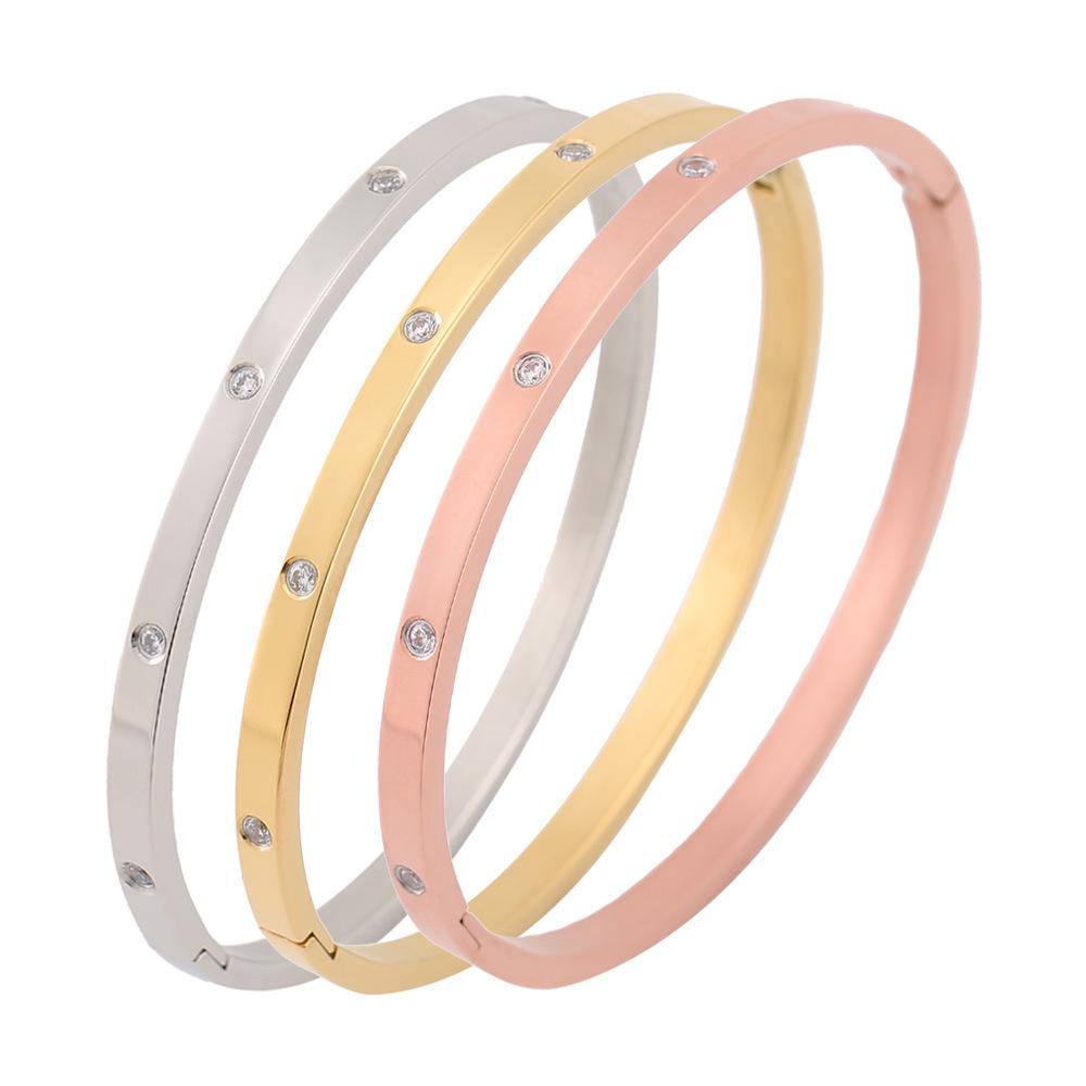 Stylish Men's & Women's Stainless Steel and Titanium Bracelets with Diamonds, Popular In Europe & America