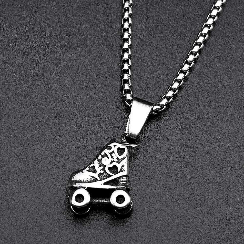 Roller Skates Neck Chain For Women Men Stainless Steel Silver Color Fashion Male Hiphop Hottie Party Pendant Necklace Jewelry