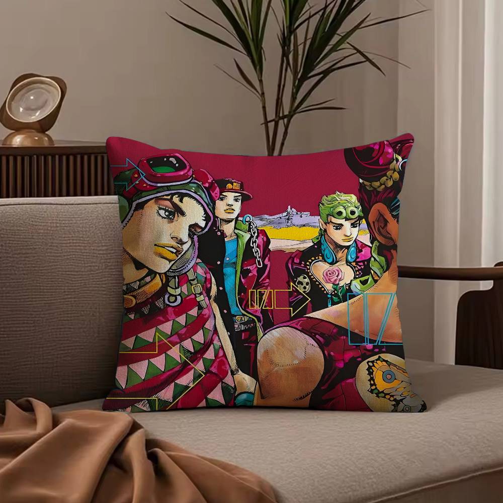 Anime j-jojo family Pillow Case Anti-dustmite Pillowcase Invisible zipper silky short plush Sofa cushion cover