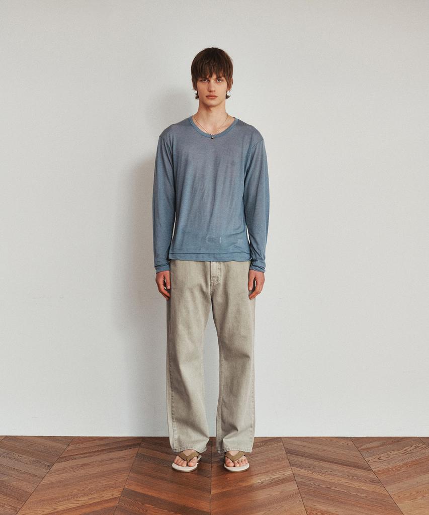 Hoite Fuzzy Round Neck T-Shirt (Dark Blue)