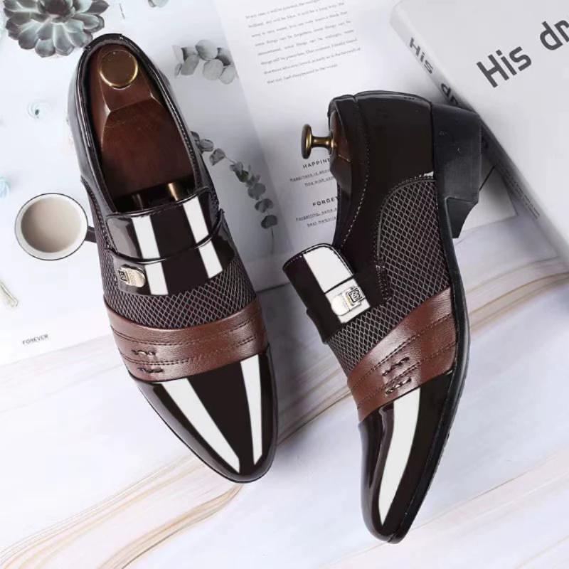 Fashion Patent Leather Shoes for Men Business Loafers Slip on Oxford Men's Shoes Moccasin Glitter Pointed Toe Footwear Men Zapatillas