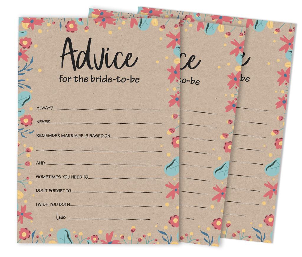 Inkdotpot Bridal Shower Games Advice For The Bride Set Of 50A Rustic Kraft FloralA Mad Libs Game