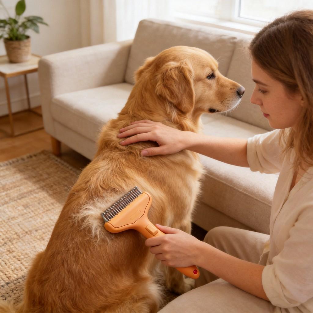 Pet Grooming Brush Abs Material With Easy Fur Removal For Cats And Dogs With Hair Loss Prevention