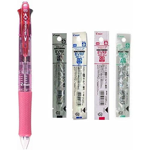 Pilot 4-color Ballpoint Pen Acroball 4 Extra Fine Black Red Blue Green (BKAB-45EF-CSP) (pink + Refill Set)