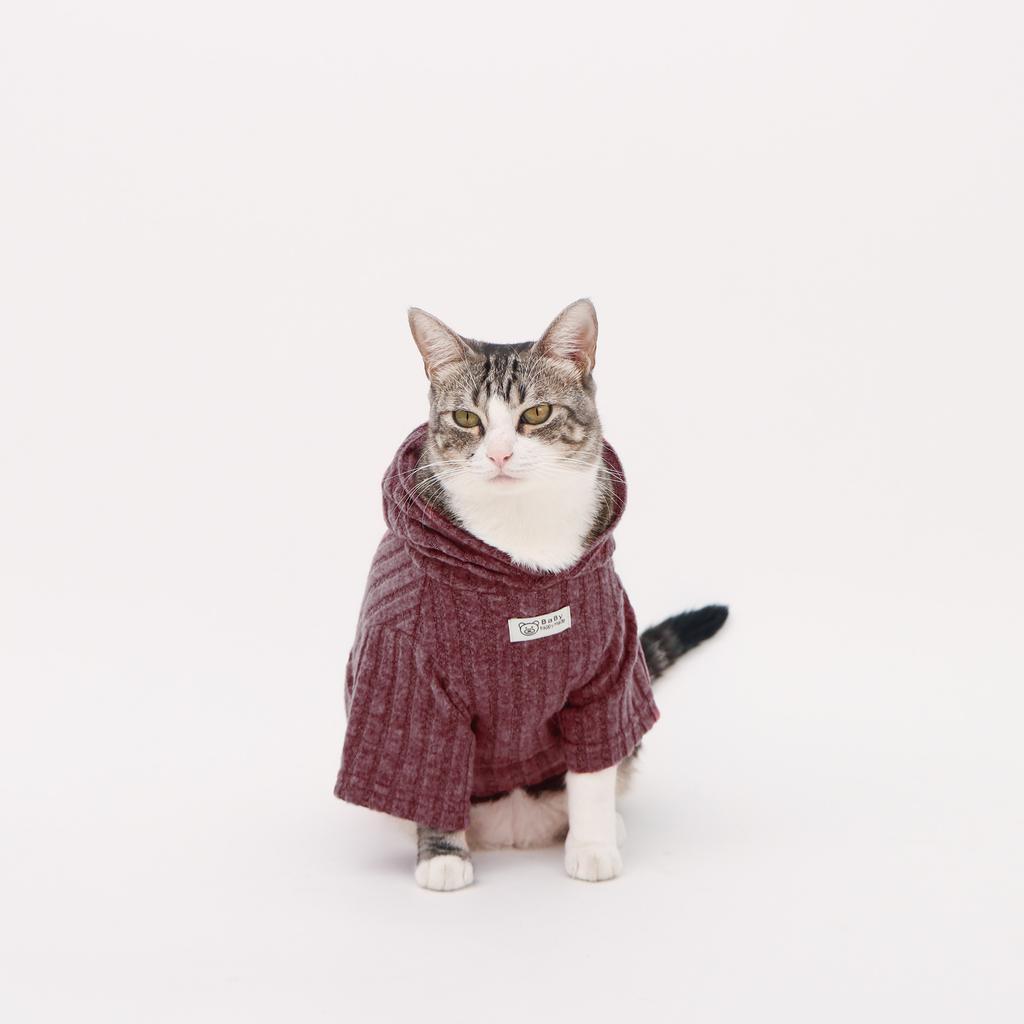 Burgundy Pet Hoodie, Winter Warm Dog Hoodies, Dog/Cat Hooded Sweatshirt, Soft Warm Pet Clothes for Small Medium Dogs Cats