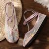 Fashion Round Toe Lace-up Flowers Designer Shoes Summer Mesh Breathable Handmade Embroidered Flats Elegant Comfort Non-slip Flat Sandals