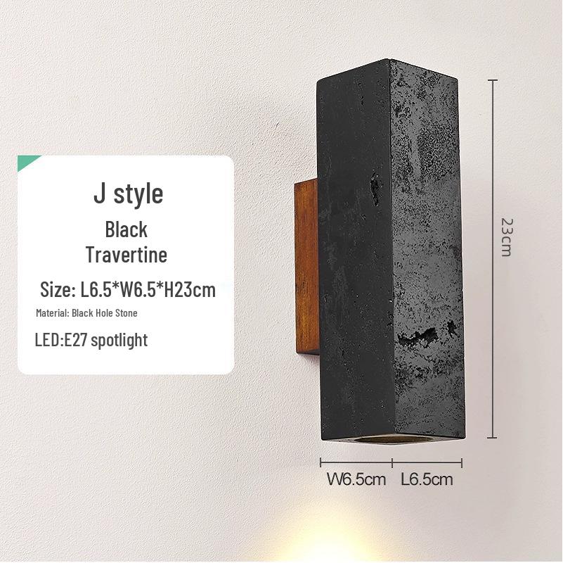 Black and Yellow Travertine Minimalist Wall Sconce for Bedroom, Living Room, or Staircase