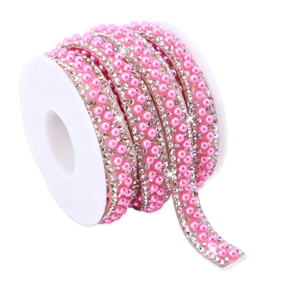 Craft Accessory 3 Yards Self Adhesive Pearl Chain Shiny DIY Decoration Rhinestone Strip Flexible Pearl Sticker Garment Supply