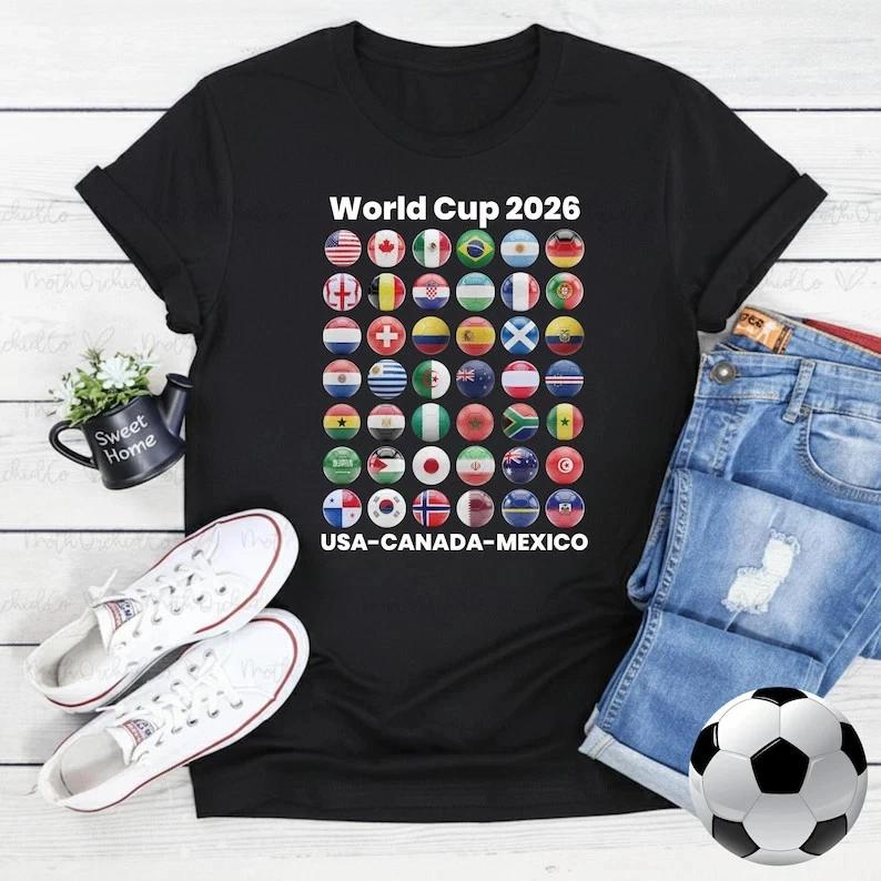 USA Canada Mexico World Cup Flags Unisex T Shirt 3XL