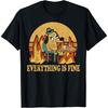 Everything Is Fine Funny Dog Drinking Coffee Burning Meme T-Shirt for Men Women