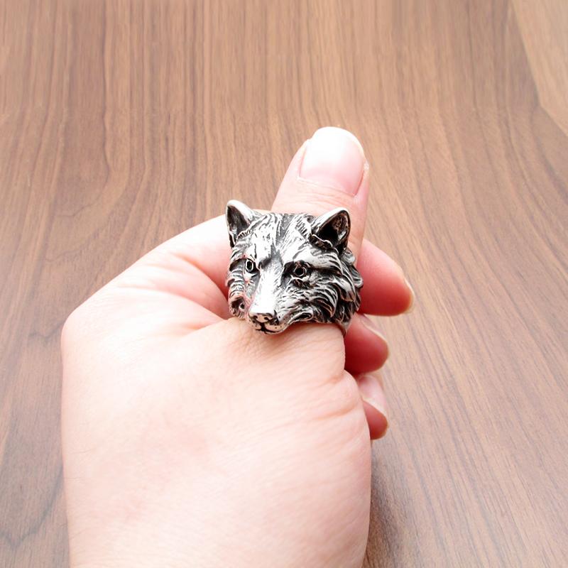 Punk 316L Stainless Steel Wild Wolf Biker Ring Silver Color Men's Fashion Animal Jewelry Gift for Him