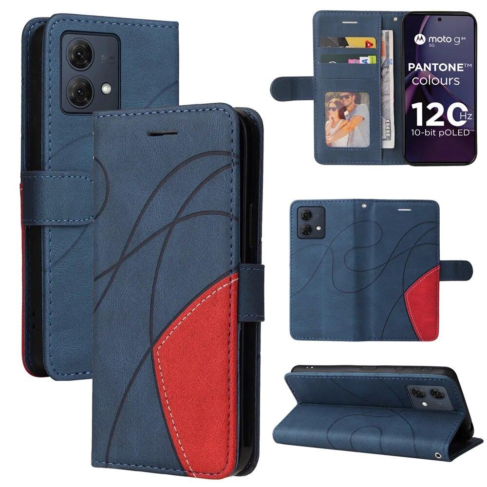 Custodia A Portafoglio In Pelle Per Motorola Moto E20/E30/E40 | Flip Folio Con Supporto, Slot Carte E Chiusura Magnetica, Blu