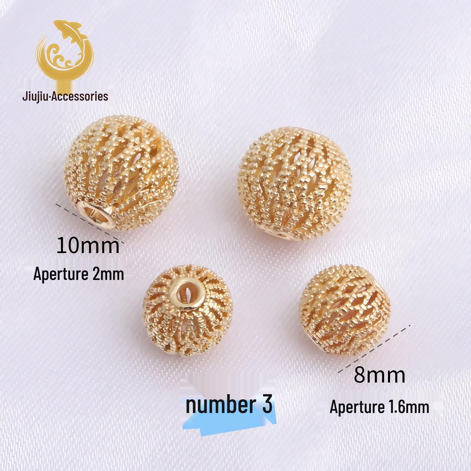 14K Gold-Filled Copper Plated Hollow Embroidery Floral Spacer Bead for DIY Jewelry Accessories 8mm