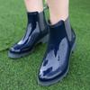 Water shoes fashionable elastic middle heel short tube glossy thickened warm liner wear-resistant non-slip rain shoes
