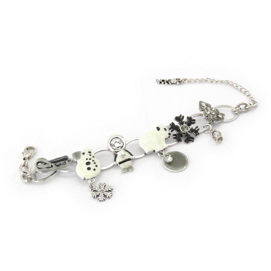 NOA [J5365] - Designer-Armband 'Frohe Weihnachten' weiß grau