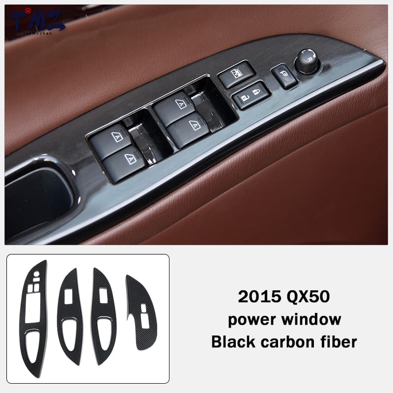 Center Console Panel Black Carbon Fiber Cover Trim Direct Fit Interior Decor Accessories for Infiniti QX50,2015 Left Hand Drive