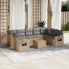 VidaXL Garden Lounge Set with Cushions 10 Pcs, Patio Sofas, Patio Furniture Set, Outdoor Furniture, Beige 3224708