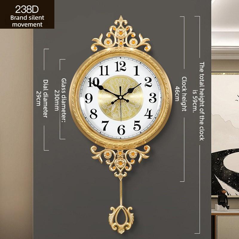 Brass Wall Clock Living Room Fashion Light Luxury Wall Watch Luxury Bedroom Silent Swing Clocks Entrance Decoration Ornaments