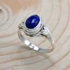 Anel de prata esterlina 925 com lápis-lazúli, joia oval com pedras preciosas