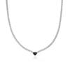 Essence Silver (W) Tennis Heart Necklace Onyx Black New Hl4N46401W9420