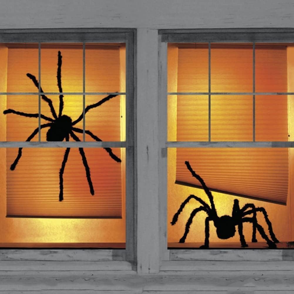 8pcs Halloween Spider Decor, Giant Scary Spiders Fake Hairy Spider Props Creepy Haunted House for Indoor Outdoor Yard Garden Home Party Supplies