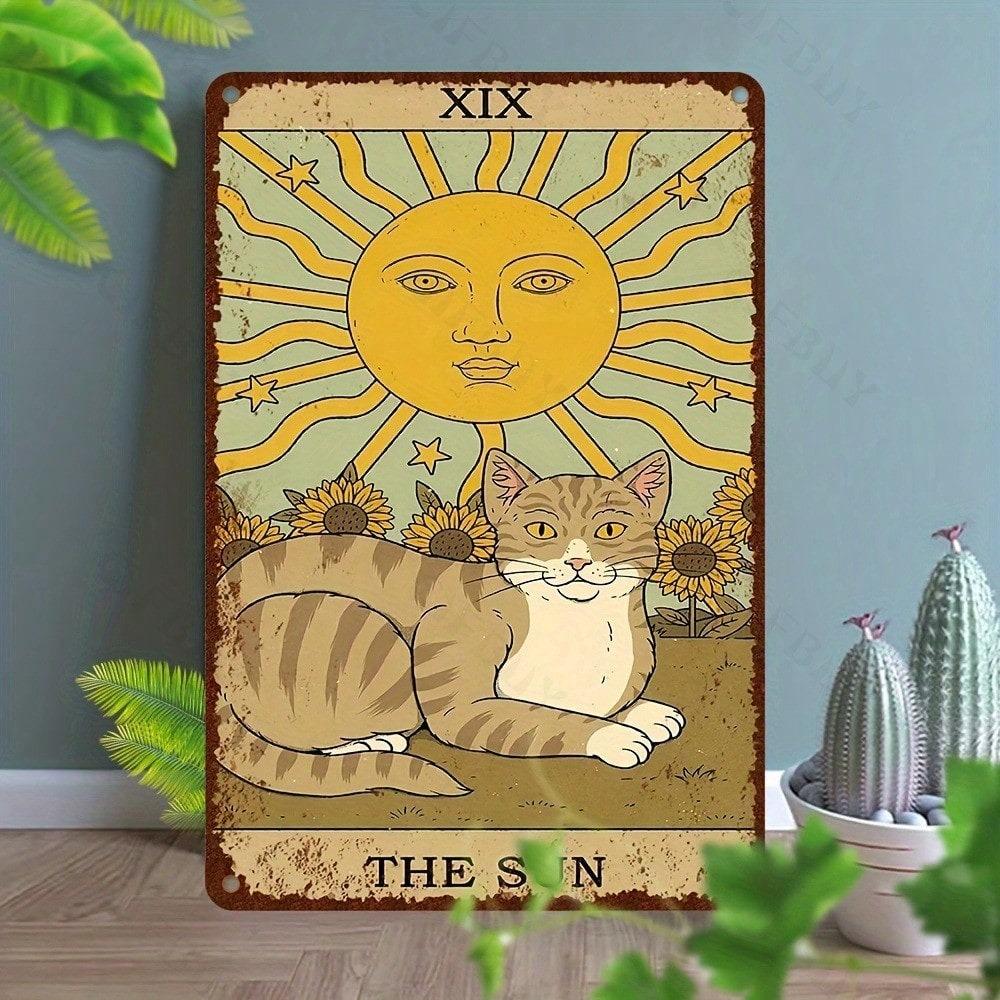 1pc Sun Tarot Metal Sign 8x12 Inch UV Print Aluminum Wall Art Home Office Bar Cafe Decor Indoor Outdoor Hanging Plaque
