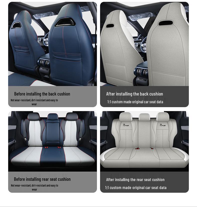 BYD Yuan PLUS Linen Cartoon Car Seat Cushion – Breathable, Full Wrap, Four Seasons Universal Cover.