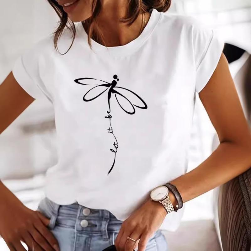 Short Sleeve Crew Neck Relax Print T-Shirt, Casual Women's Clothing for Spring & Summer