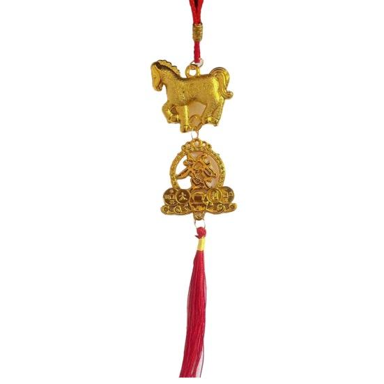 Chinese New Year Decorations 2026 Year of Horse Lucky Feng Shui Charm Zodiac Horse Hanging Tassel Pendant for Fortune Wealth Success Home Car Bonsai