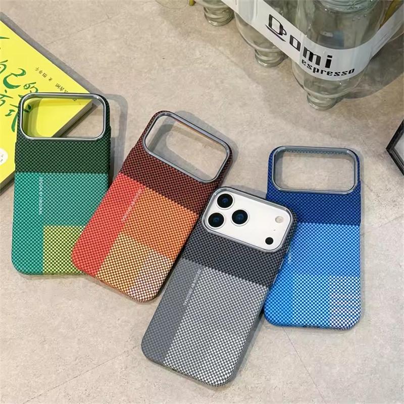 Dünne Kohlefaser Clash Bunte Harte PC Hülle für iPhone 17 16 15 14 Pro Max Magnetische Kabellose Ladung Stoßfeste Bumper Abdeckung