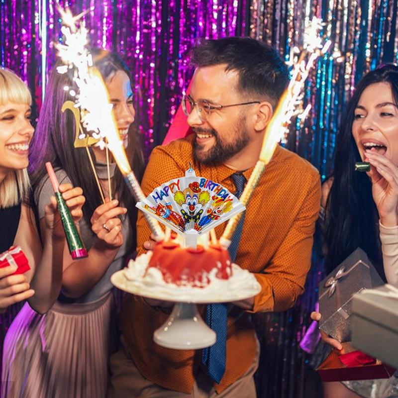 1PC Creative Surprise Fan Birthday Candle Birthday Birthday Decoration Decor Party Candle Candle Cake Clown Cake Happy Funny